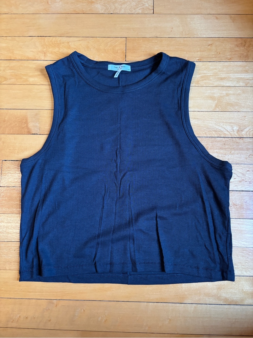 EUC Rag & Bone Black Essie Rib Crop Tank Top | Women’s Large (Also Fits XL)